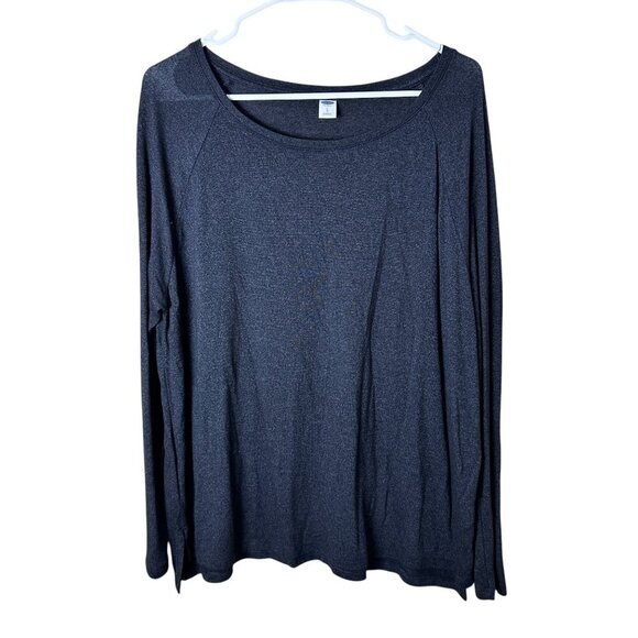 OLD NAVY Charcoal Grey Scoop Neck Long Sleeve Thin Sweater Top - Picture 1 of 7